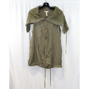 Matilda Jane Womens Green Ambitious You Button Front Cape Vest S